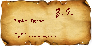 Zupka Ignác névjegykártya